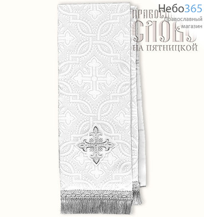  Закладка белая с серебром для Евангелия, шелк в ассортименте (В28/37), фото 1 