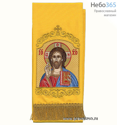  Закладка  для Евангелия "Господь Вседержитель" вышивка, желтый габардин, размеры: 14 х 160 см, фото 1 