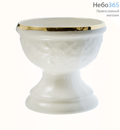  Лампада настольная керамическая Муромская, с белой глазурью и золотой отводкой, фото 1 