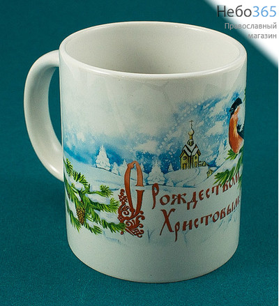 Чашка керамическая кружка, рождественская, с сублимацией Снегирь, 2кркм002с, фото 1 