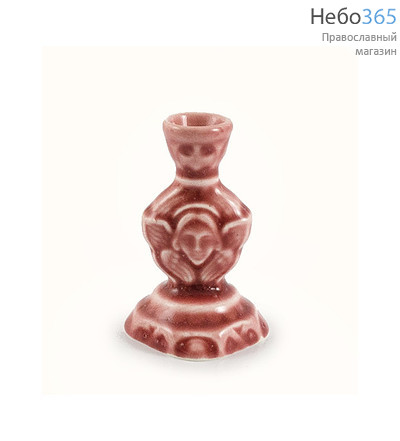  Подсвечник керамический Серафим пламенный с цветной глазурью цвет: розовый, фото 1 
