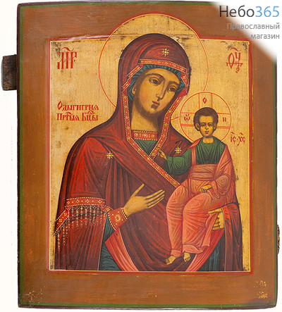  Одигитрия (Смоленская) икона Божией Матери. Икона писаная 29х35,5 см, с  ковчегом, 19 век (Ат), фото 1 