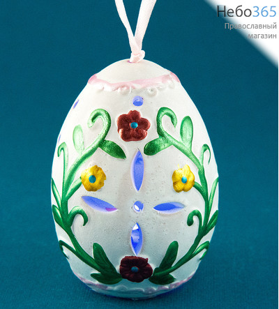  Яйцо пасхальное глиняное подвесное, расписное, с подсветкой, высотой 8,5 см, фото 2 