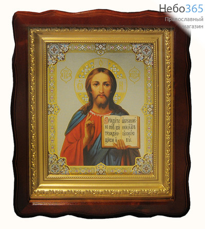  Икона в деревянном фигурном киоте 26х30 см (икона 18х24 см), с позолоченной багетной рамой, со стеклом (Мис), фото 2 