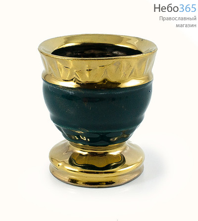  Лампада настольная керамическая Кубок. Одесса, средняя, резная, с эмалью и золотом, высотой 7,5 см, фото 1 