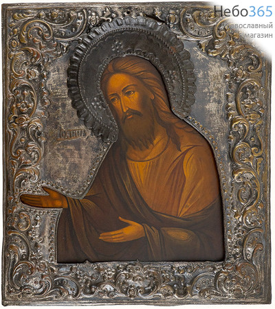  Иоанн Предтеча, пророк. Икона писаная 25х28, в ризе 19 века, новое письмо на старой доске (Фр), фото 1 