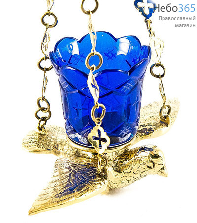  Лампада подвесная латунная "Голубь", с позолотой, со стаканом с конусом, фото 2 