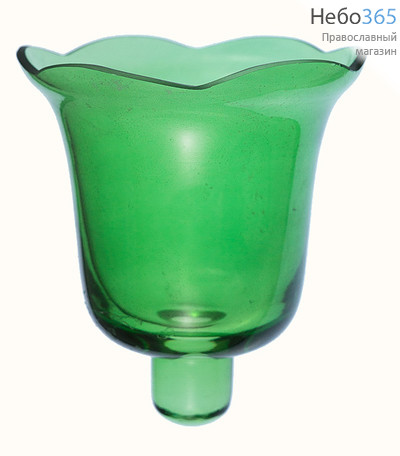  Стакан для лампад зеленый с конусом, объём 320 мл, из цветного стекла, гладкий, с волнистым краем, № 106, фото 1 