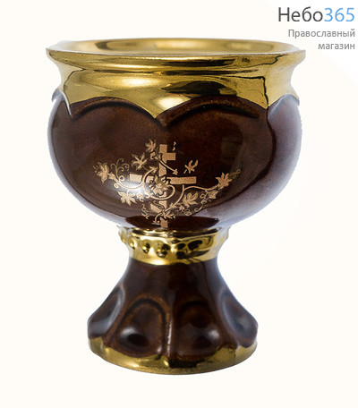  Лампада настольная керамическая "Кубок", средняя, с эмалью и золотом, цвет: зеленый, фото 2 