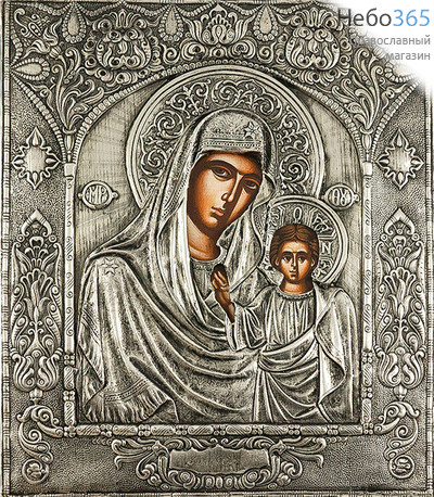  Казанская икона Божией Матери. Икона писаная 27х31, в посеребренной ризе, фото 1 