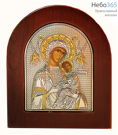  Икона в ризе (Ж) EK2-ХАG 8х10, шелкография, посеребрение, позолота, на деревянной основе Божией Матери Страстная (008), фото 1 