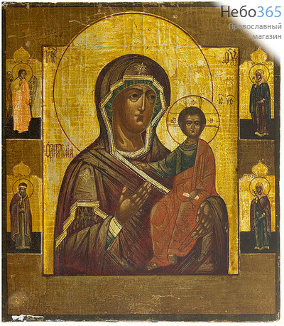  Одигитрия икона Божией Матери с предстоящими. Икона писаная 27х31х3,3 см, с ковчегом, 19 век (Кж), фото 1 