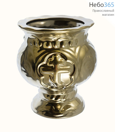  Лампада настольная керамическая Бочонок, золотой, высотой 8,5 см, фото 1 