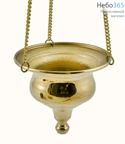  Лампада подвесная латунная без стакана, давленая, с литьём, высотой 10 см, фото 1 