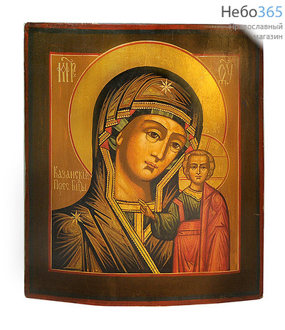  Икона писаная 25,5х31, Божией Матери Казанская, золотой нимб, 19 век, фото 1 