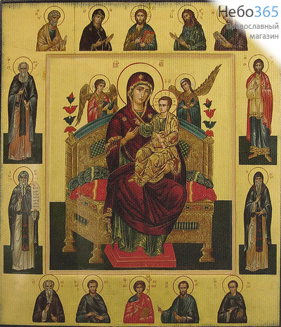  Икона на дереве 15х18 см, печать на холсте, копии старинных и современных икон (Су) икона Божией Матери Всецарица, фото 1 