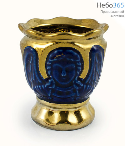  Лампада настольная керамическая "Ангел", с эмалью, золотом или серебром, высотой 7 см. (в уп. 5 шт.), фото 1 