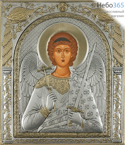  Икона шелкография (Бс) 21х24,5, EP525-XP, Ангел Хранитель, в посеребренной ризе, фото 1 