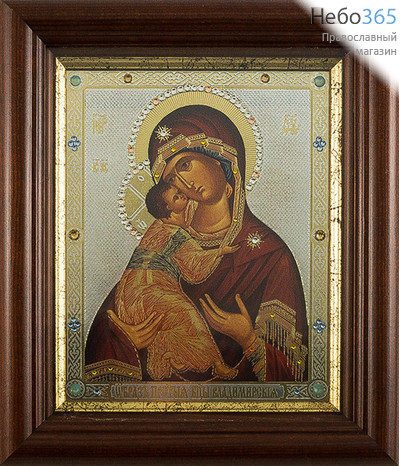  Владимирская икона Божией Матери. Икона в киоте18х21 см, полиграфия, со стразами (Пкт), фото 1 