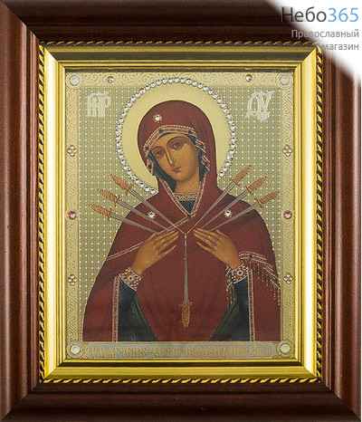  Умягчение злых сердец икона Божией Матери. Икона в киоте 18х21 см, полиграфия, со стразами (223) (Пкт), фото 1 