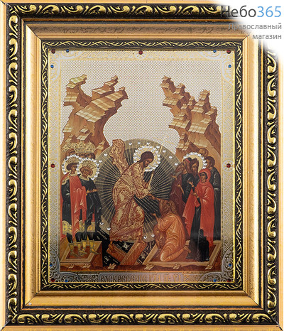  Икона в киоте 13х16, со стразами, узкий багет (Т) Воскресение Христово (АМ296), фото 1 