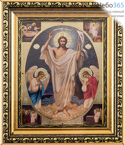  Икона в киоте 13х16, со стразами, узкий багет (Т) Воскресение Христово (АМ161), фото 1 