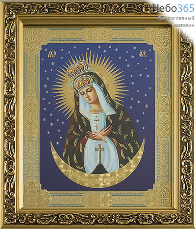  Икона в раме (Мк) 22х25, с тиснением, багет деревянный (В), под стеклом Божией Матери Остробрамская, фото 1 