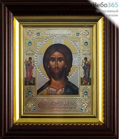  Спаситель. Икона в киоте 9х10 см, с киотом 13х15 см, полиграфия, стразы (121) (Пкт), фото 1 