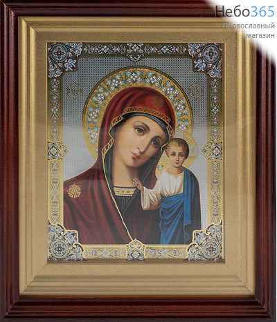  Казанская икона Божией Матери. Икона в деревянном киоте 25х29 см, со стеклом (Мис), фото 1 