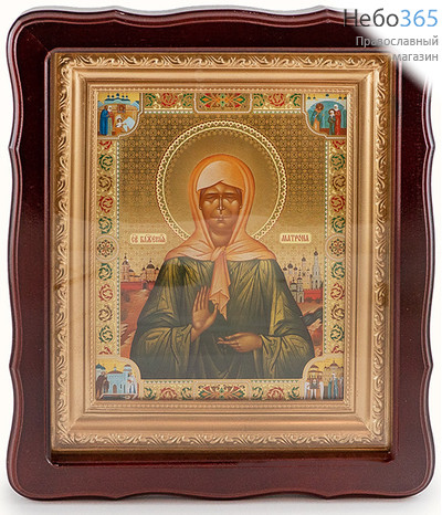  Матрона Московская, блаженная. Икона в деревянном фигурном киоте со стеклом, 26х30 см (Мис), фото 1 