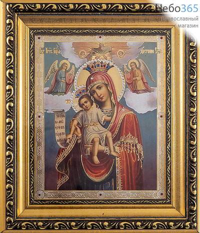  Достойно Есть икона Божией Матери. Икона в киоте 18х21х2,3 см (размер иконы 13х16 см), икона со стразами, багетный киот со стеклом (Т), фото 1 