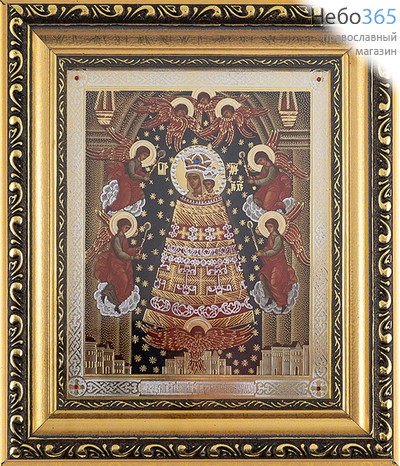  Прибавление ума икона Божией Матери. Икона в киоте 18х21х2,3 см (размер иконы 13х16 см), икона со стразами, багетный киот со стеклом (Т), фото 1 