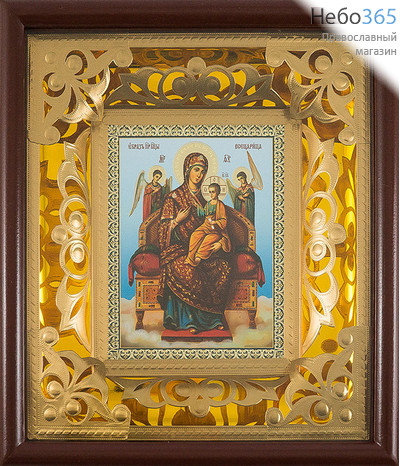  Икона в киоте 22х24 см (размер иконы 11х13 см), внутренняя ажурная рама из тонкого металла (Пр) икона Божией Матери Всецарица, фото 1 