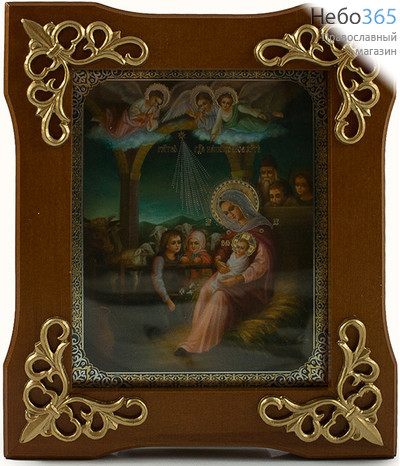  Икона в раме (Мис) 11х13, Рождество Христово, багет дерево, лепнина завиток (х24, фото 1 