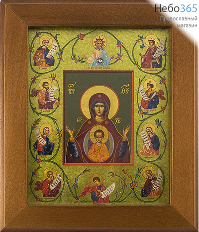  Икона в раме (Кз) 12х15 (в раме 16,5х19,5), прямая печать на поталь, под стеклом Божией Матери Знамение, фото 1 
