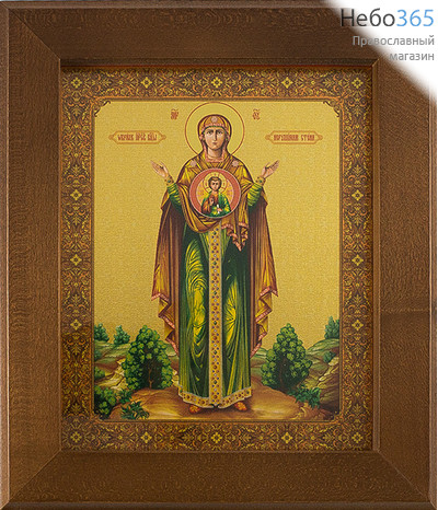  Икона в раме (Кз) 12х15 (в раме 16,5х19,5), прямая печать на поталь, под стеклом Божией Матери Нерушимая стена, фото 1 