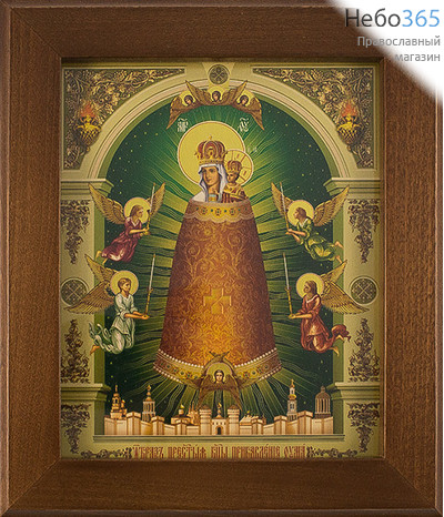  Икона в раме (Кз) 12х15 (в раме 16,5х19,5), прямая печать на поталь, под стеклом Божией Матери Прибавление ума, фото 1 