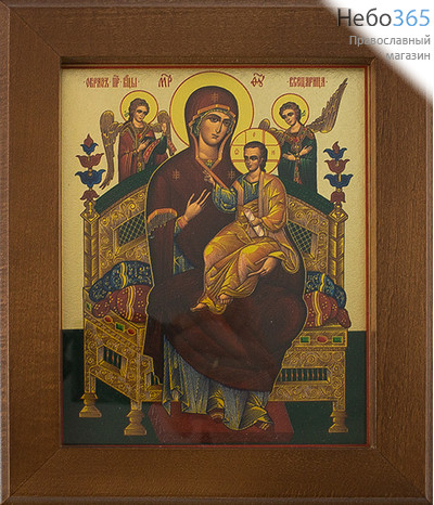  Икона в раме (Кз) 12х15 (в раме 16,5х19,5), прямая печать на поталь, под стеклом Божией Матери Всецарица, фото 1 