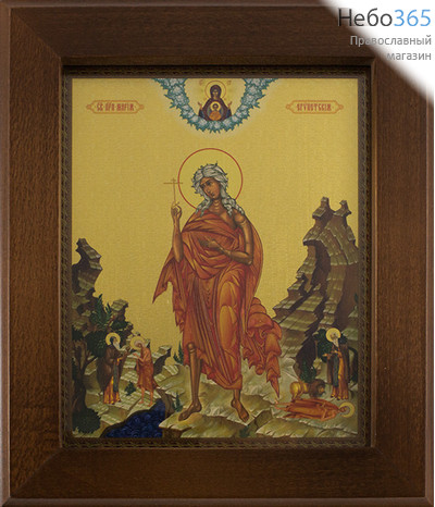  Икона в раме (Кз) 12х15 (в раме 16,5х19,5), прямая печать на поталь, под стеклом Мария Египетская,  преподобная, фото 1 
