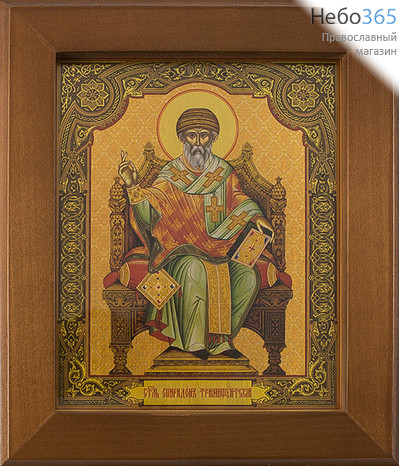  Икона в раме (Кз) 12х15 (в раме 16,5х19,5), прямая печать на поталь, под стеклом Спиридон Тримифунтский, святитель, фото 1 