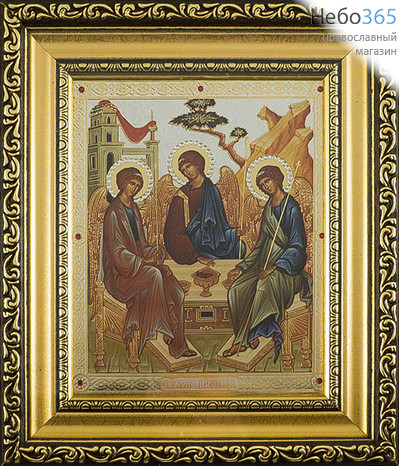  Икона в киоте 13х16, со стразами, узкий багет Троица, фото 1 