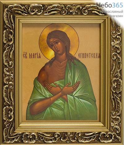  Икона в раме (Мк) 14х15, багет деревянный (В), под стеклом, ИМЕННЫЕ Мария Египетская, преподобная, фото 1 