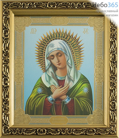  Икона в раме 22х25, с тиснением, багет деревянный, под стеклом Божией Матери Умиление, фото 1 