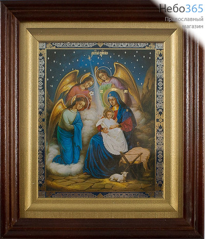  Икона в киоте 11х13, Рождество Христово, багет, прямой киот (х274) Рождество Христово (на синем фоне), фото 1 
