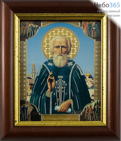  Икона в раме 10х12 см., багет, Сергий Радонежский, преподобный, фото 1 