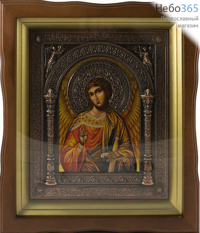  Икона в раме (Кз) 21х25 (в раме 31х35), прямая печать на поталь, киот-гальванопластика, под стеклом Ангел Хранитель, фото 1 