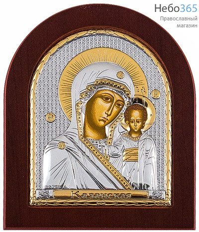  Икона в ризе EK4-ХАG 15х19, позолота, шелкография, на деревянной основе Божией Матери Казанская, фото 1 