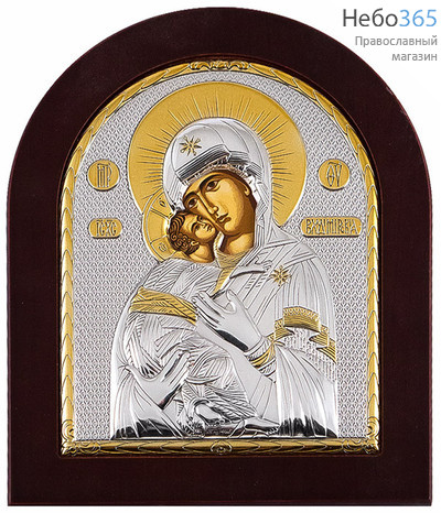  Икона в ризе (Ж) EK4-ХАG 15х19, позолота, шелкография, на деревянной основе Божией Матери Владимирская (007), фото 1 