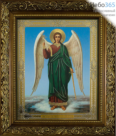  Икона в раме (Су) 19х22, конгревное тиснение, деревянный багет, цветной фон, под стеклом Ангел Хранитель (№1), фото 1 