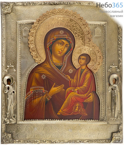  Тихвинская икона Божией Матери. Икона писаная 26х31 см, в ризе, новое письмо на старой доске (Фр), фото 1 